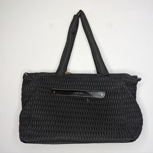 Max Studio Black Quilted Weekender Overnight Travel Duffle Bag